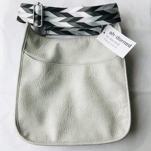 ahdorned messenger Crossbody bag guitar staps vegan leather 11.5” x 12.0”